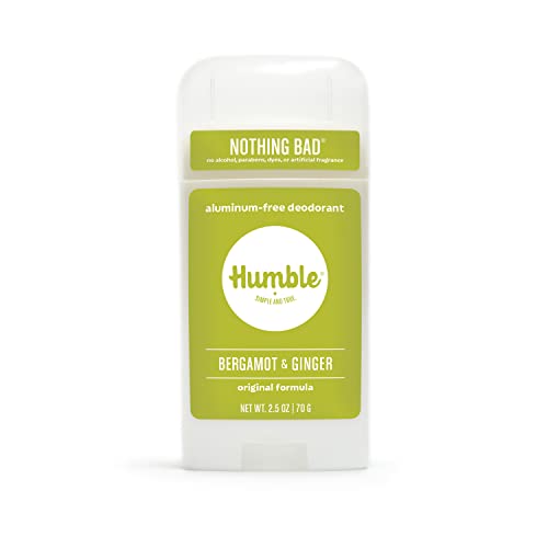HUMBLE BRANDS Original Formula Aluminum-free Deodorant. Long Lasting Odor Control with Baking Soda and Essential Oils, Bergamot and Ginger, Pack of 1