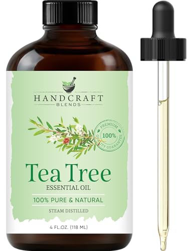 Handcraft Blends Aceite esencial de árbol de té - Enorme 4 onzas líquidas - 100% puro y natural - Grado premium con cuentagotas de vidrio