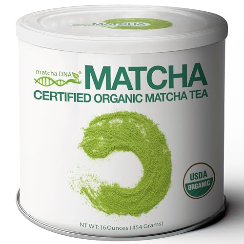 Polvo de té verde Matcha orgánico certificado por ADN MATCHA (lata de 16 oz)