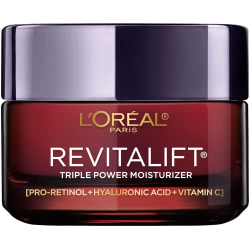 L'Oréal Paris Revitalift Triple Power Hydratant anti-âge pour le visage, pro rétinol, acide hyaluronique et vitamine C pour réduire les rides, raffermir et éclaircir la peau, 1.7 oz