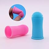 Dog Toothbrush, 360º Dog Tooth Brushing Kit, Cat Toothbrush, Dog Teeth Cleaning, Dog Finger Toothbrush, Dog Tooth Brush for Small & Large Pets, Dog Toothpaste Not Included - Blue & Pink 2-Pack