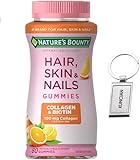 Natures Bounty Optimal Solutions Hair, Skin & Nails with Biotin and Collagen, Citrus-Flavored Gummies Vitamin Supplement, 80-Count