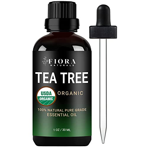 Aceite esencial de árbol de té de Fiora Naturals: aceite orgánico 100% puro, para rostro, cabello, piel, acné, cuero cabelludo, pies y uñas de los pies. Melaleuca Alternifolia, 1 oz /30ml