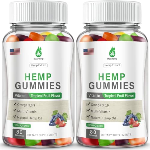 Hemp Gummies 2 Packs - Gummy de chanvre biologique 100% naturel extra fort haute puissance avec extrait d'huile de chanvre pur Bonbons d'ours comestibles végétaliens fabriqués aux États-Unis
