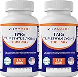 Vitamatic TMG Supplements 1000mg - Trimethylglycine - Betaine Anhydrous - 120 Tablets - 120 Servings - Non-GMO & Gluten Free (2 Bottles)
