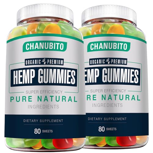 Hemp Gummies (2 Packs) High Potency Organic Hemp Supplement - Pain, Sleep, Mood - with Pure Hemp Oil Extract - Natural Edibles Gummy-Vegan, Non-GMO, Low Sugar