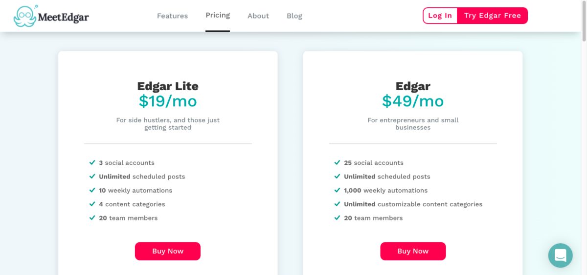 MeetEdgar Pricing