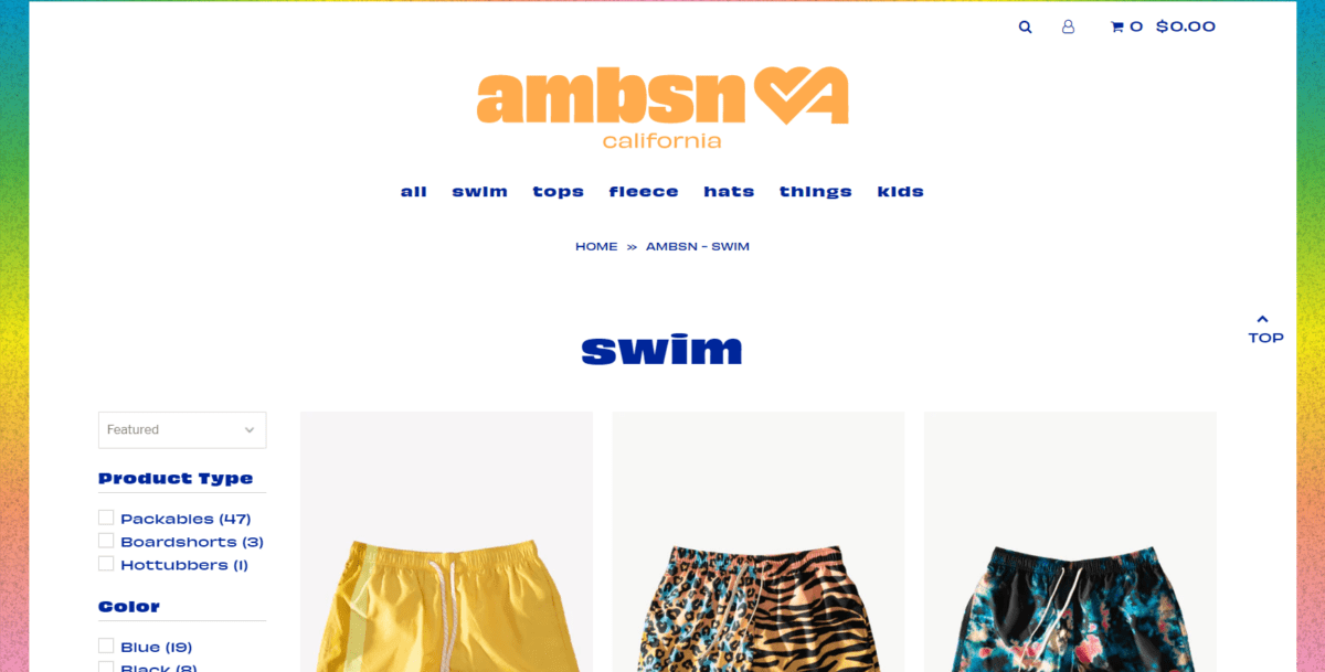 Página de categoría de producto de Ambsn
