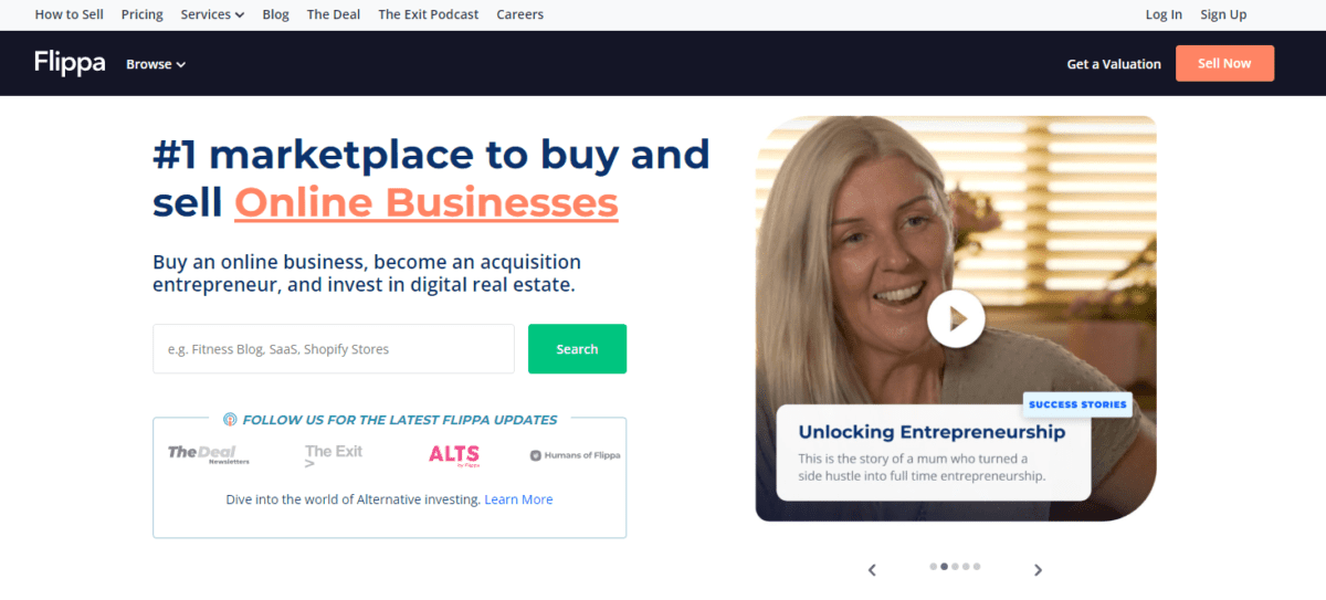 Flippa Homepage