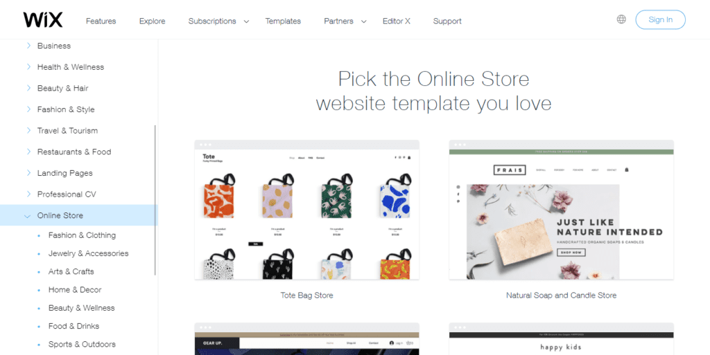 Templates de Sites HTML pour Boutique en ligne Wix.com
