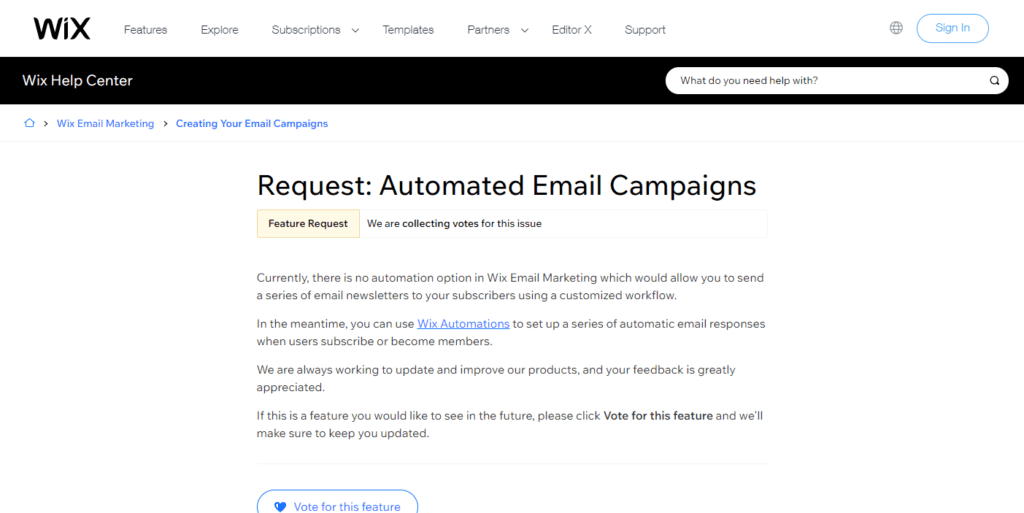 Demander des campagnes e-mail automatisées Centre d'Assistance Wix.com