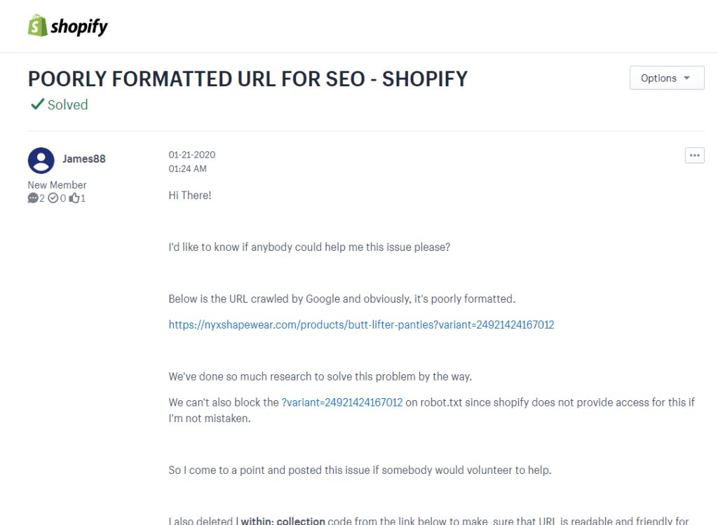 Url mal formateada resuelta para Seo Shopify Shopify Community