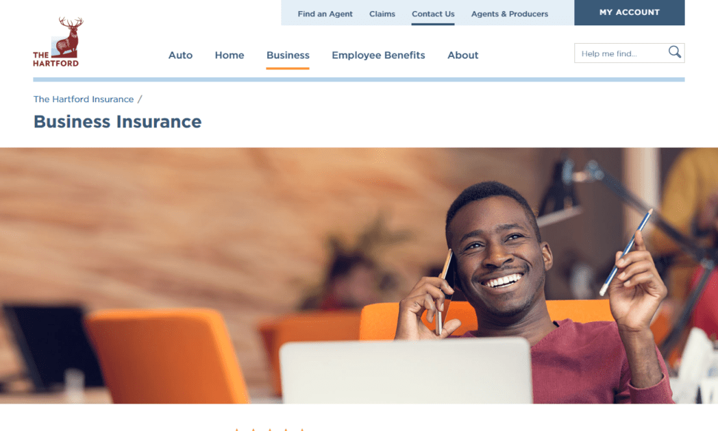La page d'accueil de Hartford Business Insurance